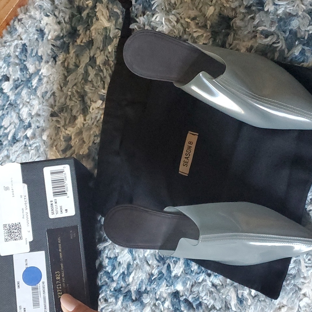 Season 8 PVC wedge Mule pump 110MM color is SMOKE sz40